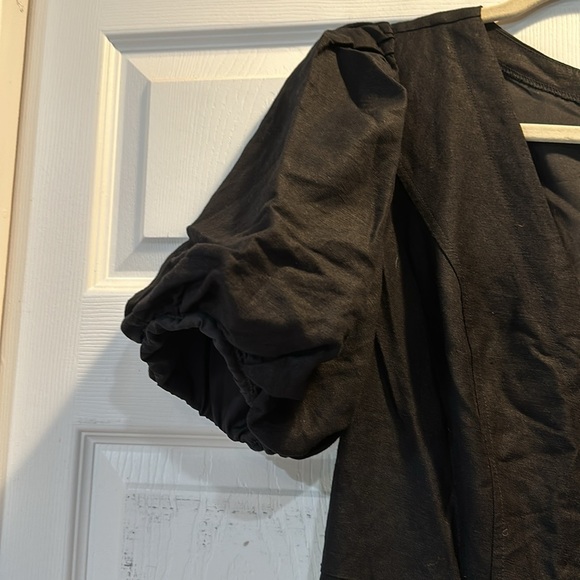 Express Black Linen Blend Puff Sleeve Romper S - Picture 5 of 10